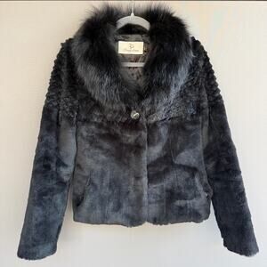 Vintage womens Fengshun fur jacket - black - cropped - fox - mink? - size M